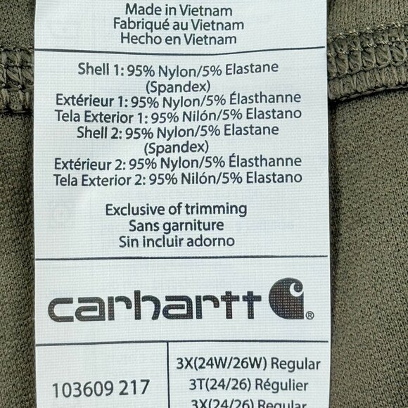 Carhartt Women Force Fitted Lightweight Olive Utility Legging 3X 24W-26W Reg NWT - Picture 5 of 11